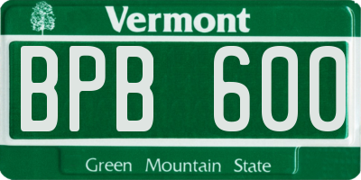 VT license plate BPB600