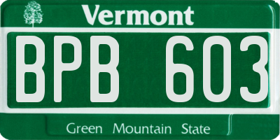 VT license plate BPB603