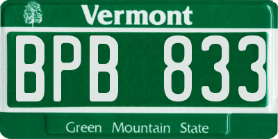 VT license plate BPB833