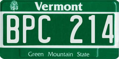 VT license plate BPC214