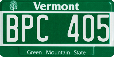 VT license plate BPC405