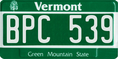 VT license plate BPC539