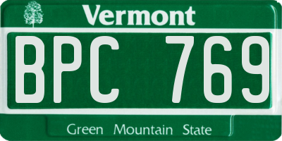 VT license plate BPC769
