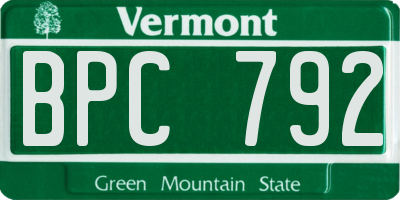 VT license plate BPC792