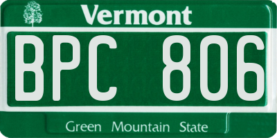 VT license plate BPC806