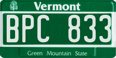 VT license plate BPC833