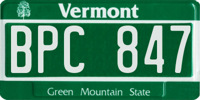 VT license plate BPC847