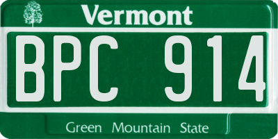 VT license plate BPC914