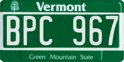 VT license plate BPC967