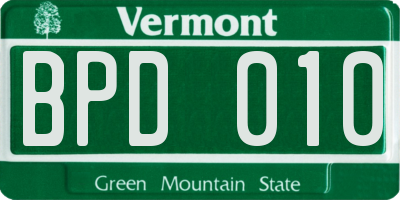 VT license plate BPD010