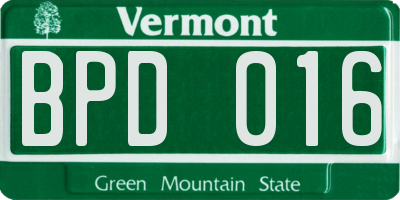 VT license plate BPD016