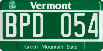 VT license plate BPD054