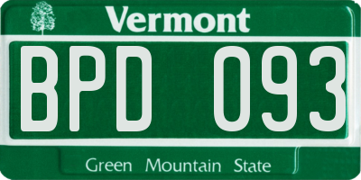 VT license plate BPD093