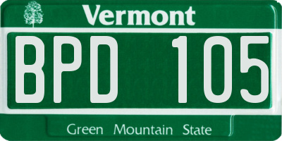 VT license plate BPD105