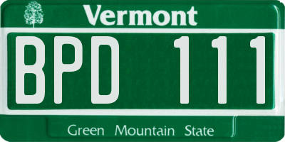 VT license plate BPD111