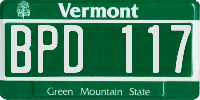 VT license plate BPD117