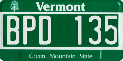 VT license plate BPD135