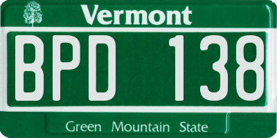 VT license plate BPD138