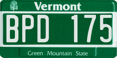 VT license plate BPD175