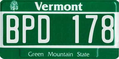VT license plate BPD178