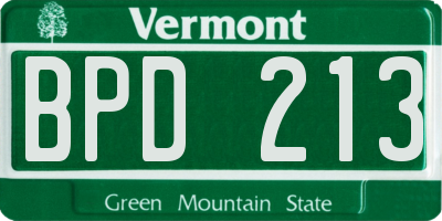 VT license plate BPD213