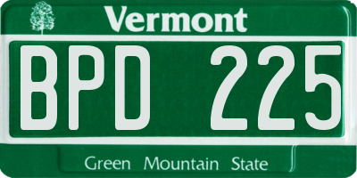VT license plate BPD225