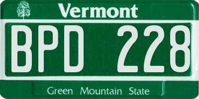 VT license plate BPD228