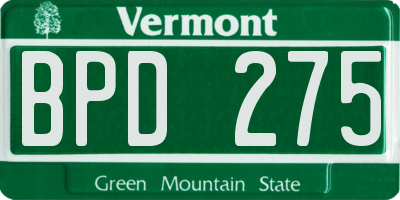 VT license plate BPD275