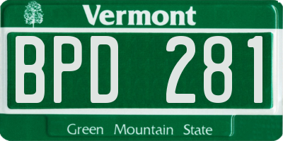 VT license plate BPD281