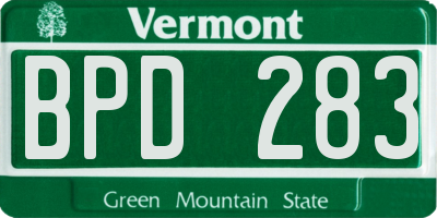 VT license plate BPD283