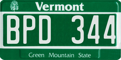 VT license plate BPD344