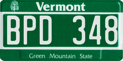 VT license plate BPD348
