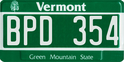 VT license plate BPD354