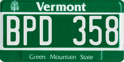 VT license plate BPD358