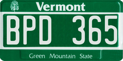 VT license plate BPD365