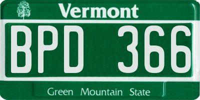 VT license plate BPD366