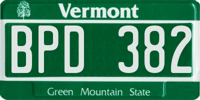 VT license plate BPD382
