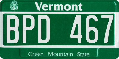 VT license plate BPD467