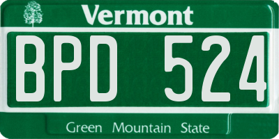 VT license plate BPD524