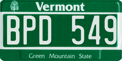 VT license plate BPD549