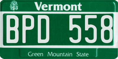 VT license plate BPD558