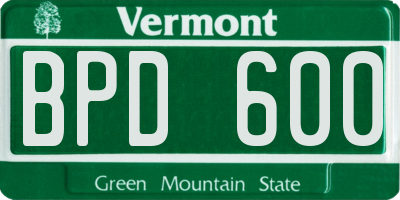 VT license plate BPD600