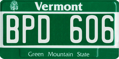 VT license plate BPD606