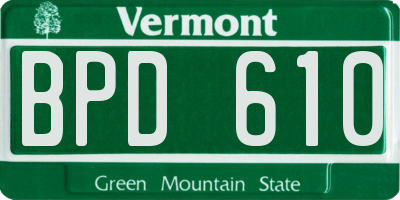 VT license plate BPD610