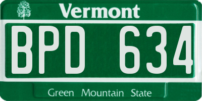 VT license plate BPD634