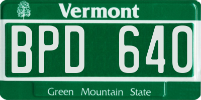 VT license plate BPD640