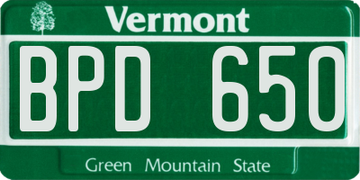 VT license plate BPD650