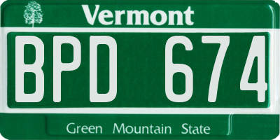 VT license plate BPD674