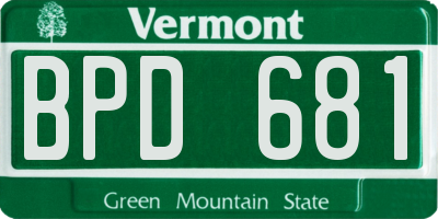 VT license plate BPD681