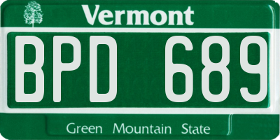 VT license plate BPD689